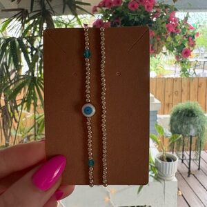 Handmade 14k Gold Filled Evil Eye Bracelet Set - Women’s Jewelry